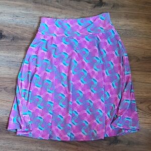 LuLaRoe Youth Pink and Blue A-Line Azure Skirt, Size 10, Soft